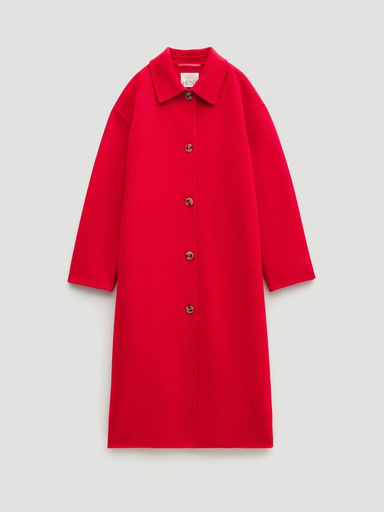 Hush Red Edie Pure Wool Double Faced Coat - Image 8 of 8