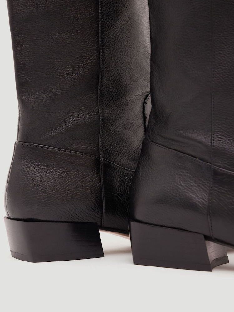 Hush Black Leather Square-Toe Boots - Image 2 of 4