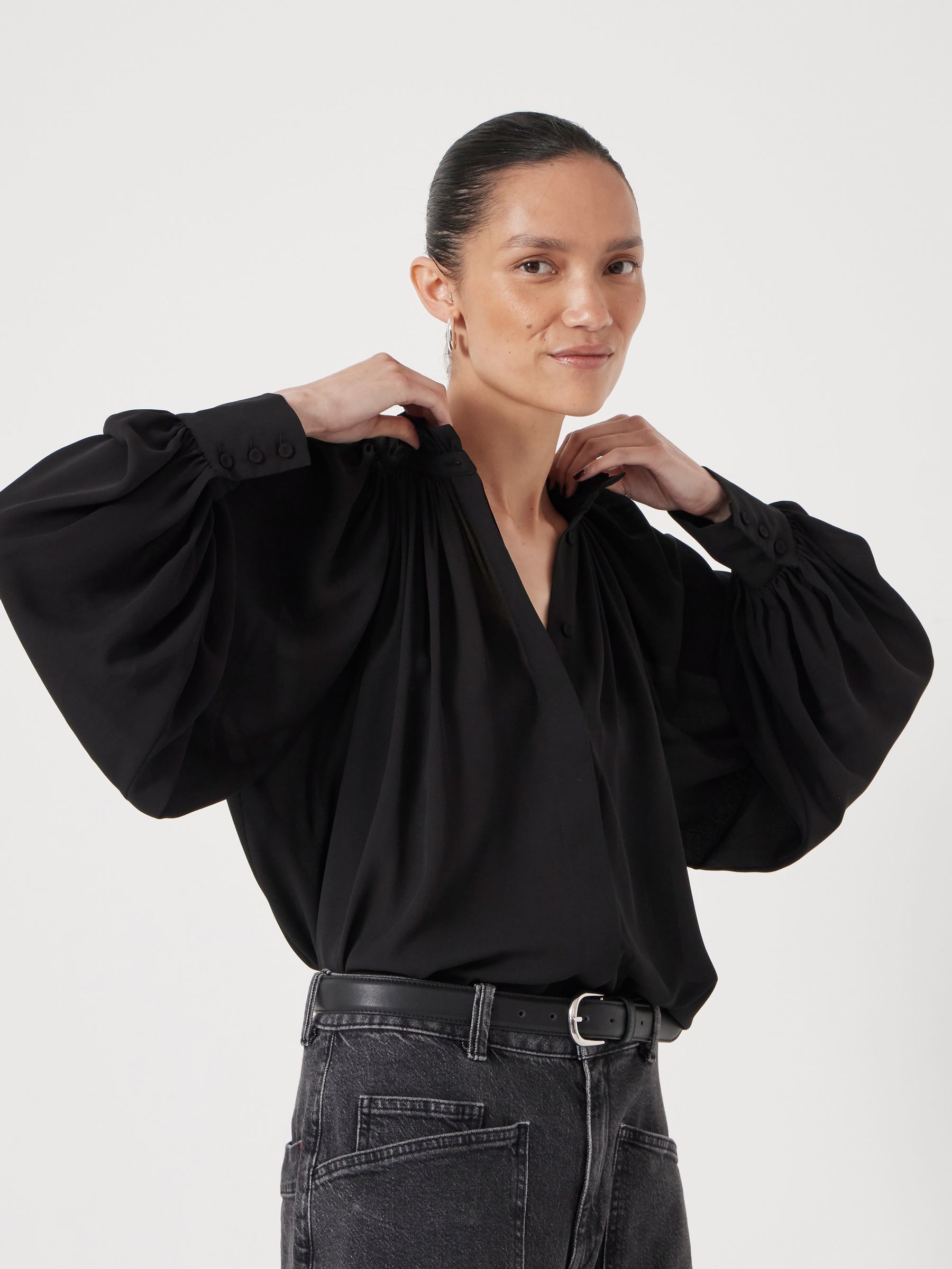 Buy Hush Black Fleur Floaty Chiffon Blouse from Next USA