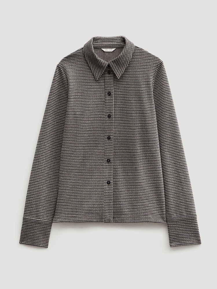 Hush Blue Fitted Check Jersey Shirt - Image 6 of 6 Hush Blue Fitted Check Jersey Shirt - Image 6 of 6