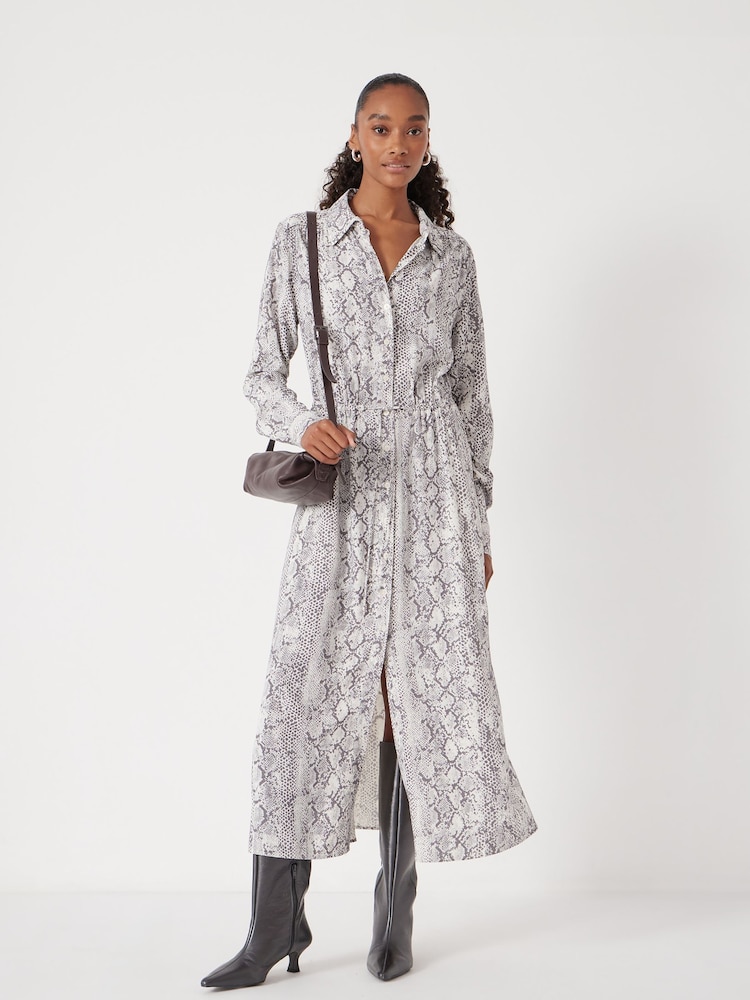 Hush Grey Rosey Midi Shirt Dress - Image 1 of 6 Hush Grey Rosey Midi Shirt Dress - Image 1 of 6