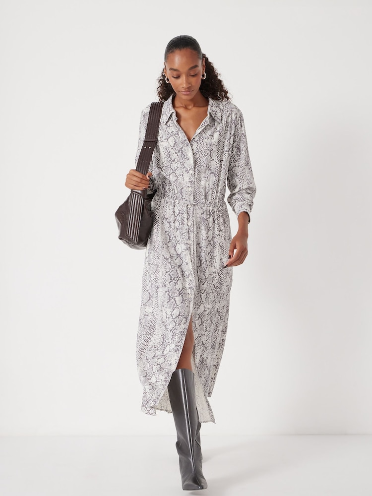 Hush Grey Rosey Midi Shirt Dress - Image 2 of 6 Hush Grey Rosey Midi Shirt Dress - Image 2 of 6