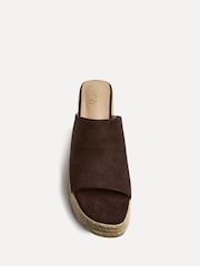 Linzi Dark Brown Espresso Espadrille Mule Sandals - Image 4 of 6