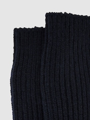 Reiss Navy Chuck Rib-Knit Socks with Wool and Cashmere - Image 3 of 3