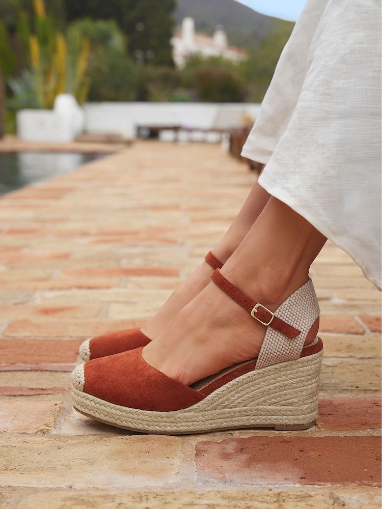 Linzi Orange Present Closed-Toe Wedge Sandals - Image 1 of 5