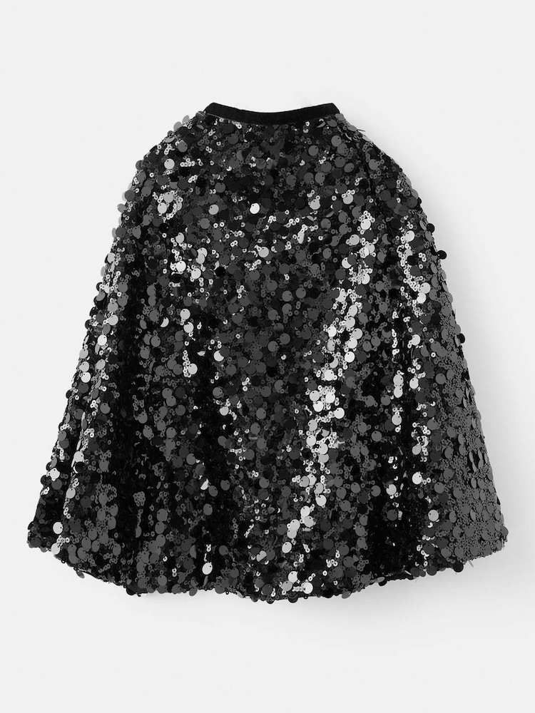Mango Black Cape Sequin Poncho - Image 1 of 3