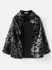 Mango Black Cape Sequin Poncho - Image 2 of 3