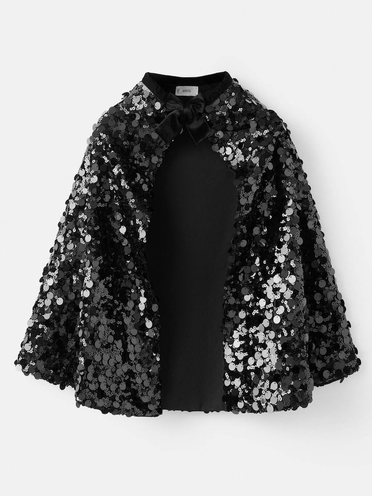 Mango Black Cape Sequin Poncho - Image 2 of 3