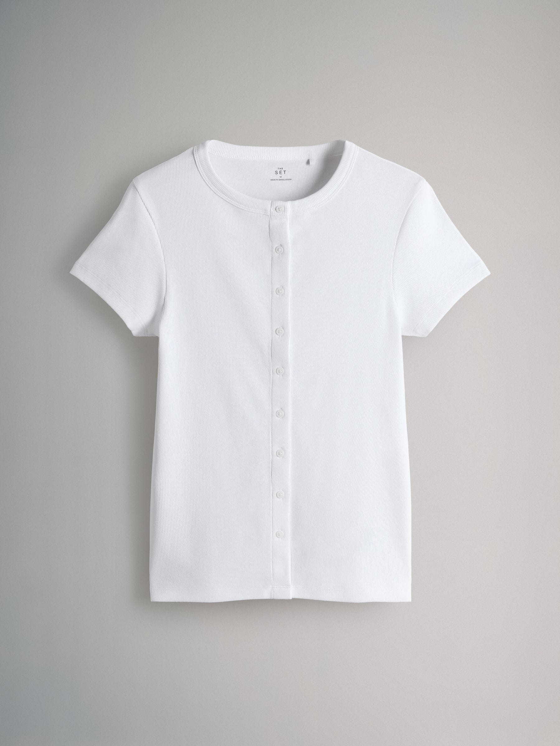 Buy The Set 3 Pack Short Sleeve Button Through Rib T-Shirt Black