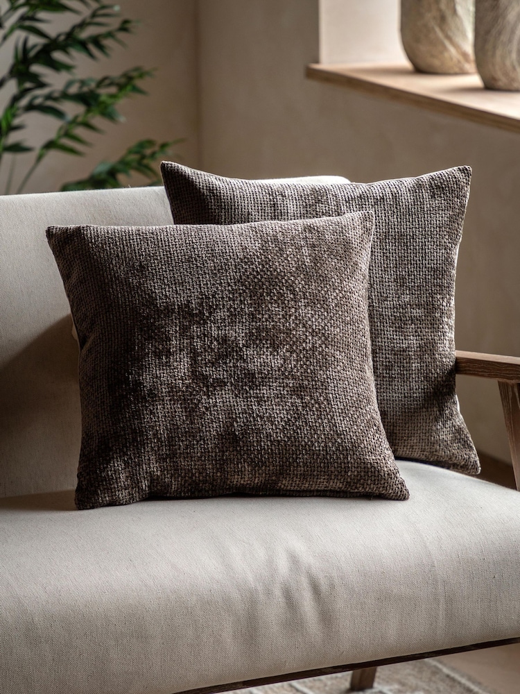 Gallery Home 2 Pack Brown Bask Weave Cushions - Image 1 of 8 Gallery Home 2 Pack Brown Bask Weave Cushions - Image 1 of 8