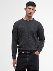 Barbour® Black Essential Tisbury Crew Neck Fog Jumper - Image 1 of 7