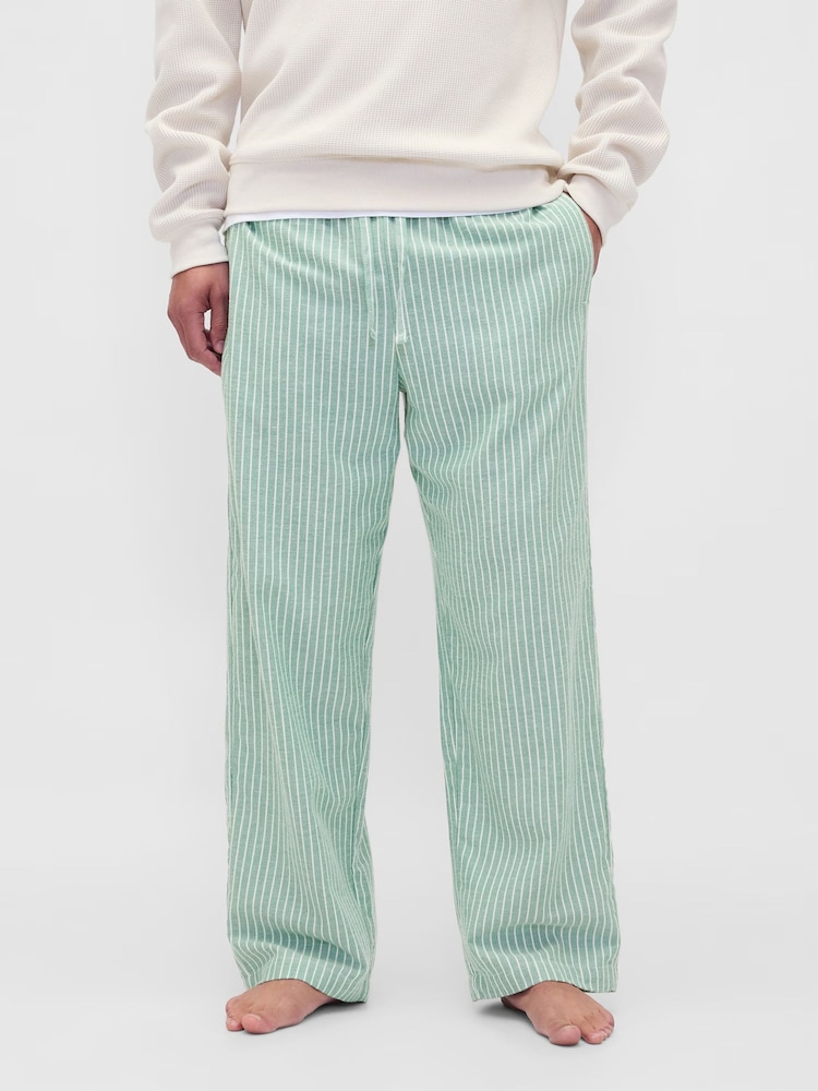 Gap Green Stripe Adult Flannel Pyjama Trousers - Image 2 of 6 Gap Green Stripe Adult Flannel Pyjama Trousers - Image 2 of 6