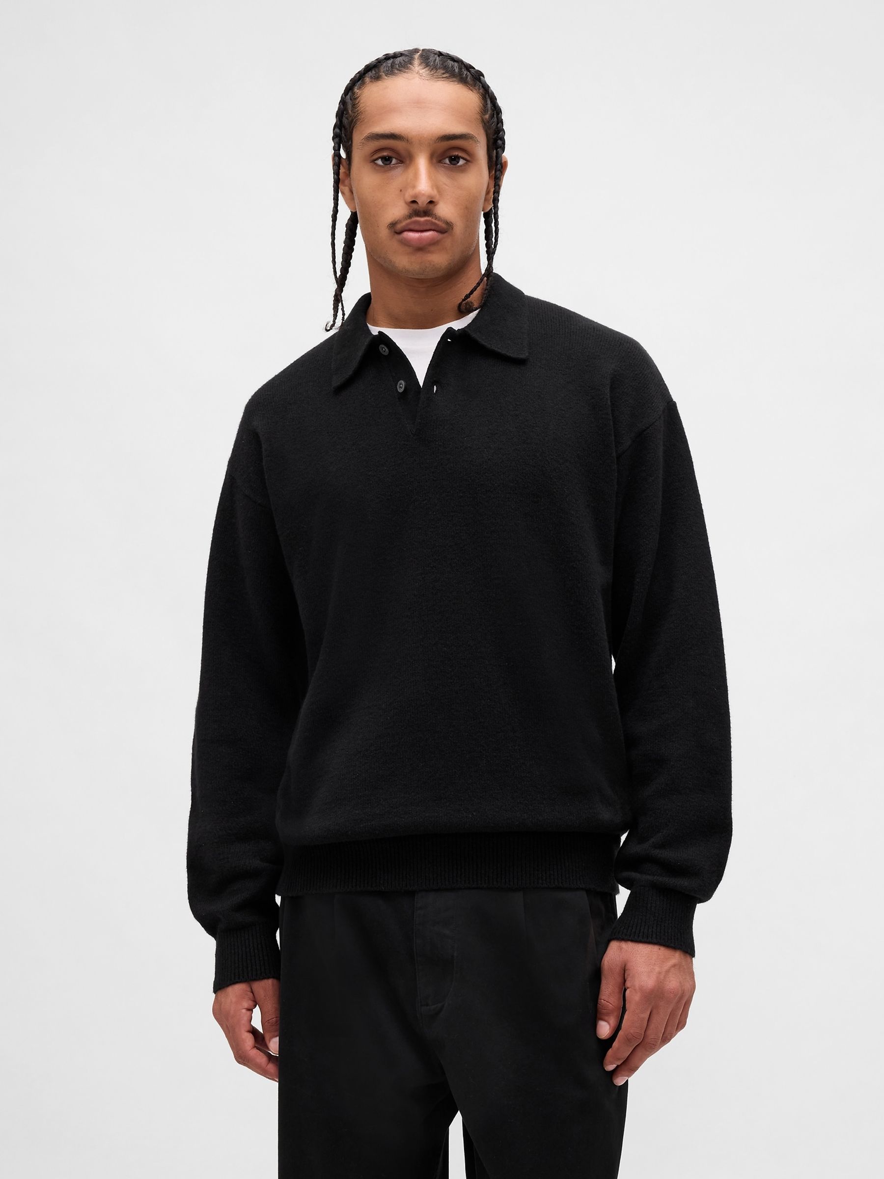 Buy Gap Black CashSoft Relaxed Polo Sweatshirt from the Next UK