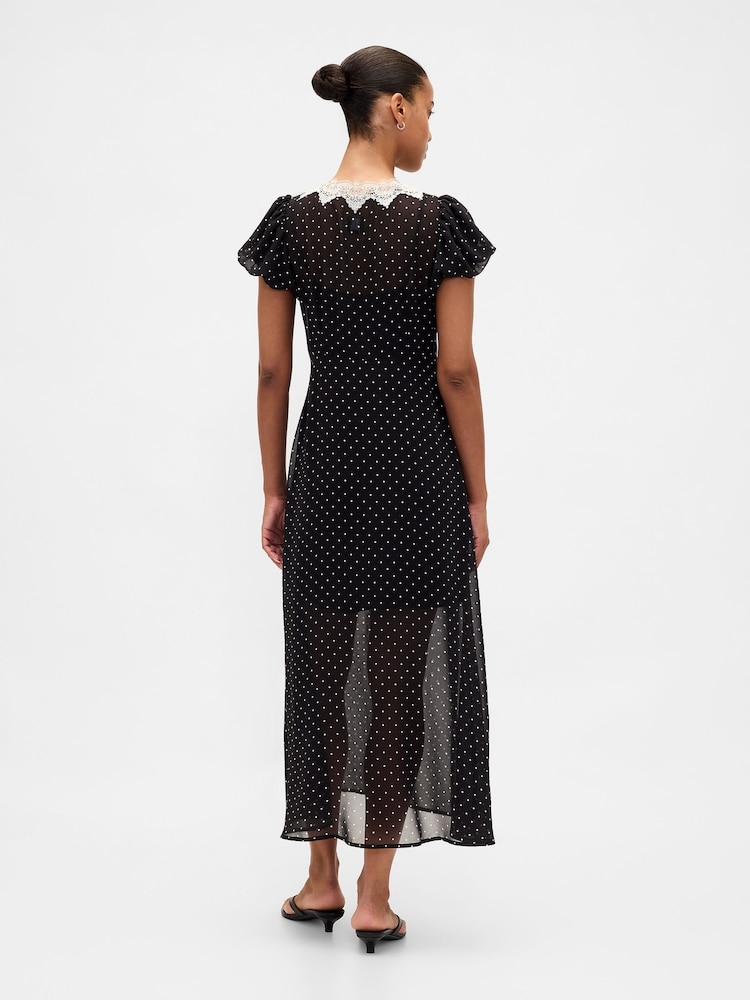 Gap Black Lace-Trim V Neck Maxi Dress - Image 2 of 4 Gap Black Lace-Trim V Neck Maxi Dress - Image 2 of 4