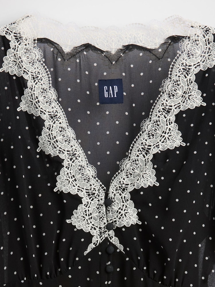 Gap Black Lace-Trim V Neck Maxi Dress - Image 4 of 4 Gap Black Lace-Trim V Neck Maxi Dress - Image 4 of 4