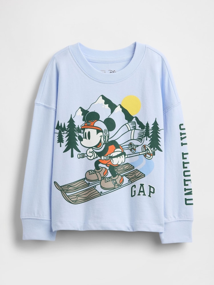 Gap Blue Mickey Mouse Disney Long Sleeve Christmas T-Shirt (6mths-5yrs) - Image 1 of 2 Gap Blue Mickey Mouse Disney Long Sleeve Christmas T-Shirt (6mths-5yrs) - Image 1 of 2