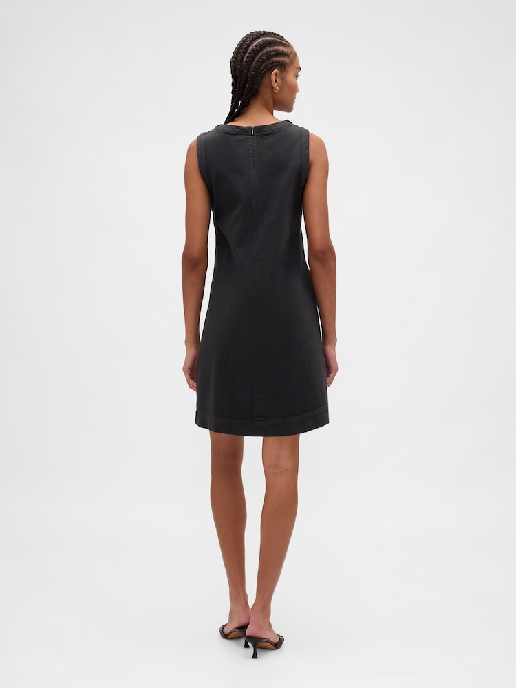 Gap Black Jewel-Neck Mini Shift Dress - Image 2 of 4 Gap Black Jewel-Neck Mini Shift Dress - Image 2 of 4