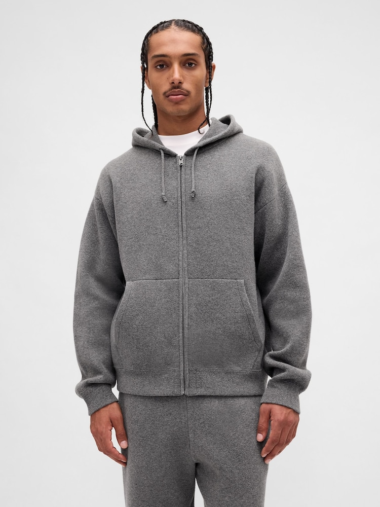 Gap Grey Heavyweight CashSoft Zip Jumper Hoodie - Image 1 of 4 Gap Grey Heavyweight CashSoft Zip Jumper Hoodie - Image 1 of 4