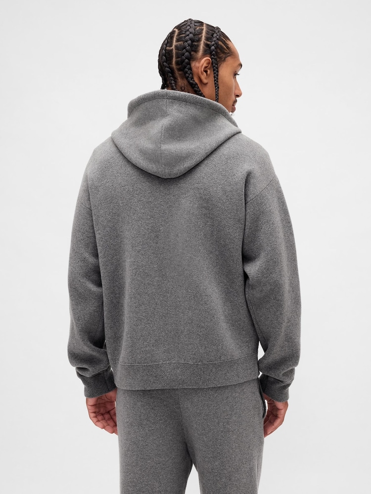 Gap Grey Heavyweight CashSoft Zip Jumper Hoodie - Image 2 of 4 Gap Grey Heavyweight CashSoft Zip Jumper Hoodie - Image 2 of 4