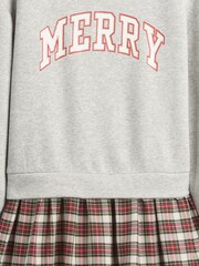 Gap Grey/Red Check Oversized Sweatshirt Dress (4-13yrs) - Image 3 of 3
