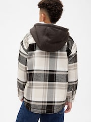 Gap White Sherpa-Lined Hooded Flannel Shirt Jacket (4-13yrs) (4-13yrs) - Image 2 of 6
