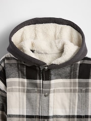 Gap White Sherpa-Lined Hooded Flannel Shirt Jacket (4-13yrs) (4-13yrs) - Image 5 of 6