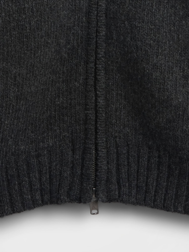Gap Grey Wool-Blend Zip Cardigan Jumper - Image 4 of 4 Gap Grey Wool-Blend Zip Cardigan Jumper - Image 4 of 4