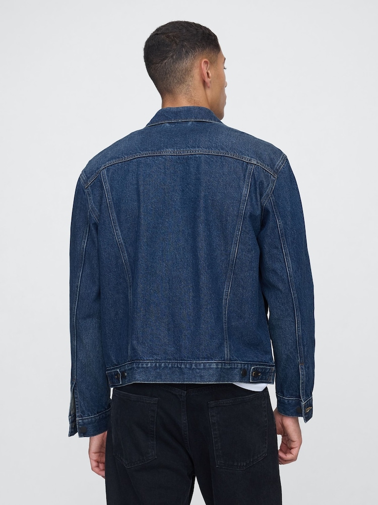 Gap Dark Wash Blue Icon Denim Jacket - Image 2 of 4 Gap Dark Wash Blue Icon Denim Jacket - Image 2 of 4
