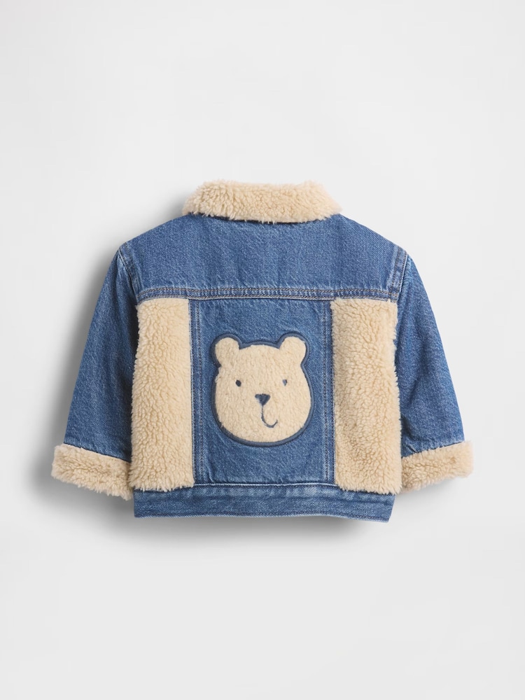 Gap Blue UltraSoft Denim and Sherpa Bear Jacket (2-24mths) - Image 2 of 2 Gap Blue UltraSoft Denim and Sherpa Bear Jacket (2-24mths) - Image 2 of 2