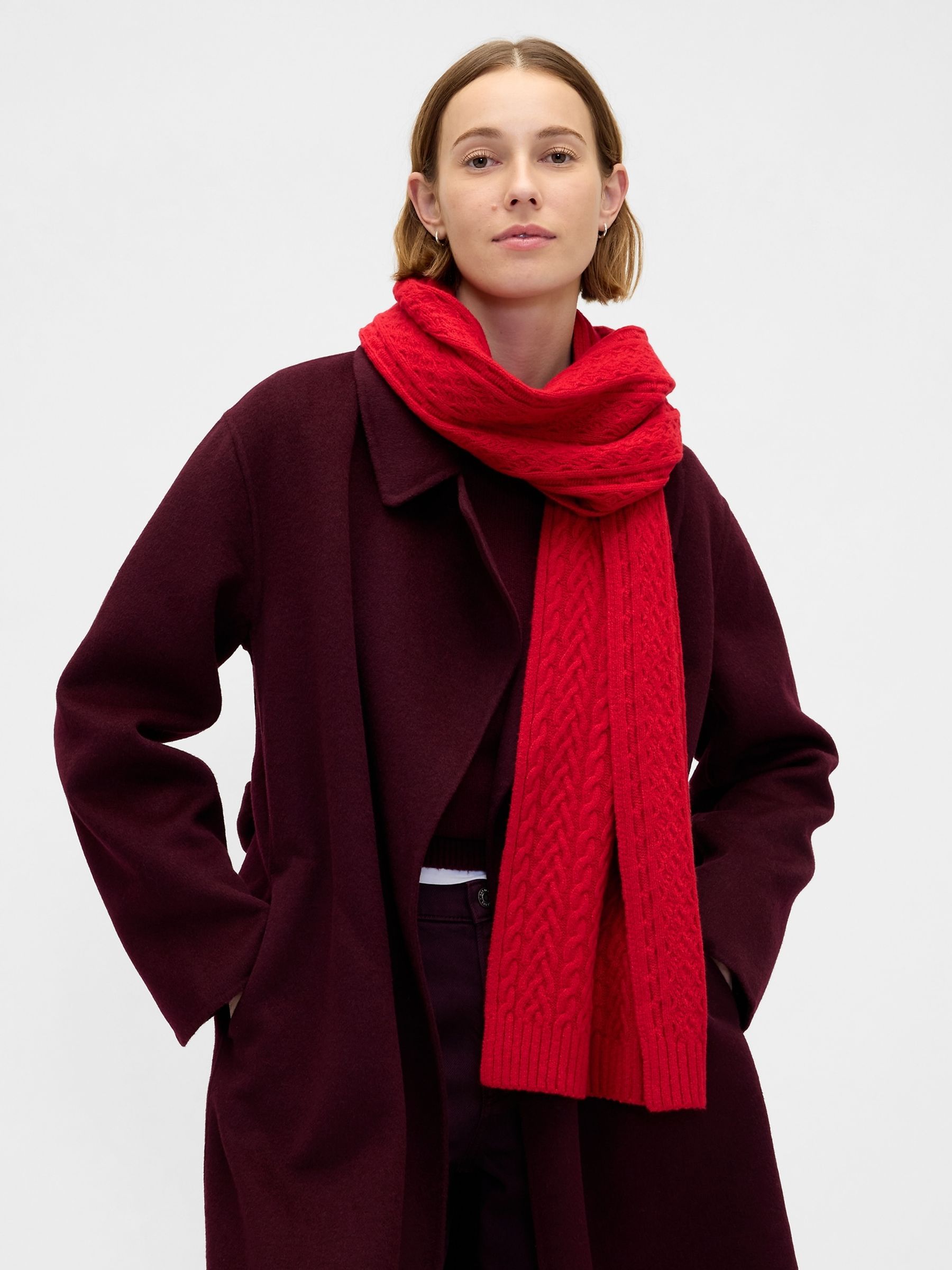 Buy Gap Red CashSoft Cable Knit Scarf from the Next UK online shop