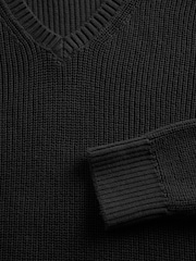 Gap Blue Relaxed Ribbed V-Neck Jumper - Image 5 of 5