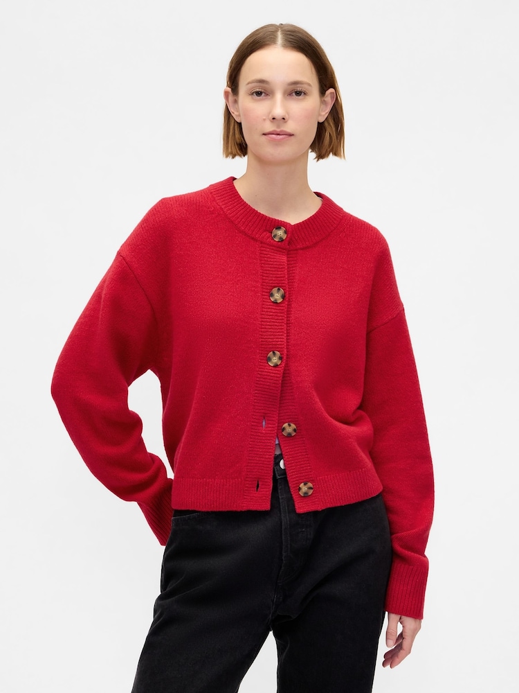 Gap Red Oversized CashSoft Chunky Cardigan - Image 1 of 4 Gap Red Oversized CashSoft Chunky Cardigan - Image 1 of 4