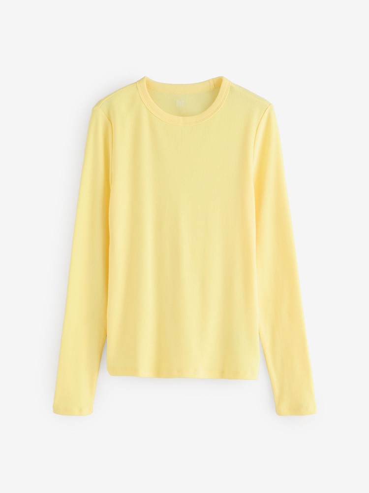 Gap Yellow Essential Ribbed Crew Neck T-Shirt - Image 1 of 4 Gap Yellow Essential Ribbed Crew Neck T-Shirt - Image 1 of 4
