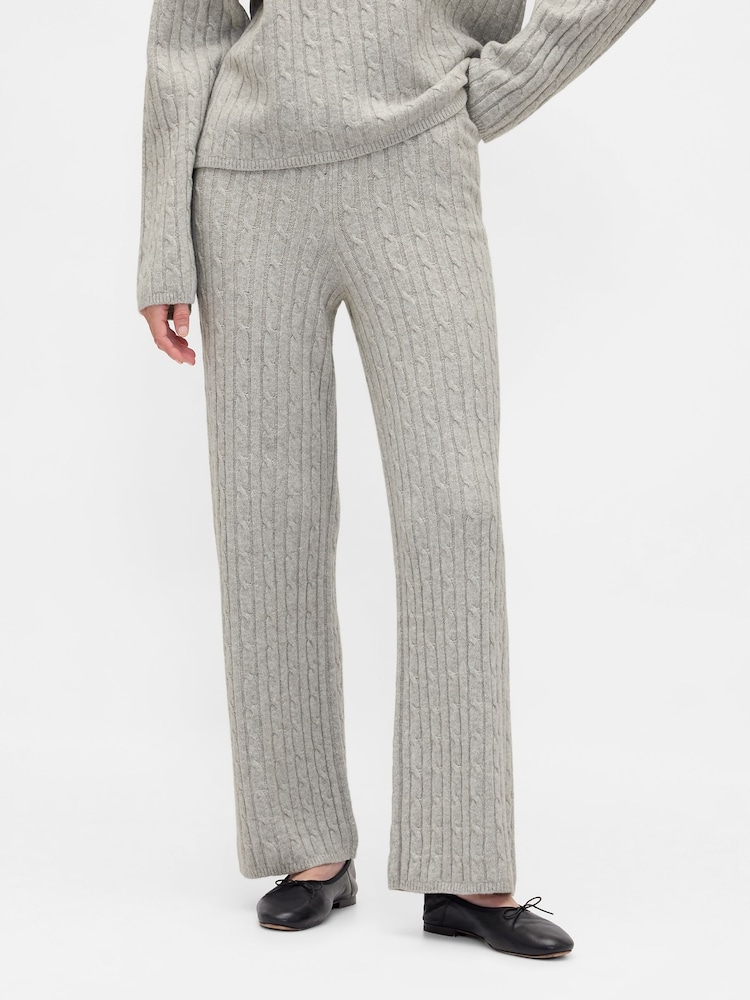 Gap Grey CashSoft Cable Knit Joggers - Image 1 of 4 Gap Grey CashSoft Cable Knit Joggers - Image 1 of 4