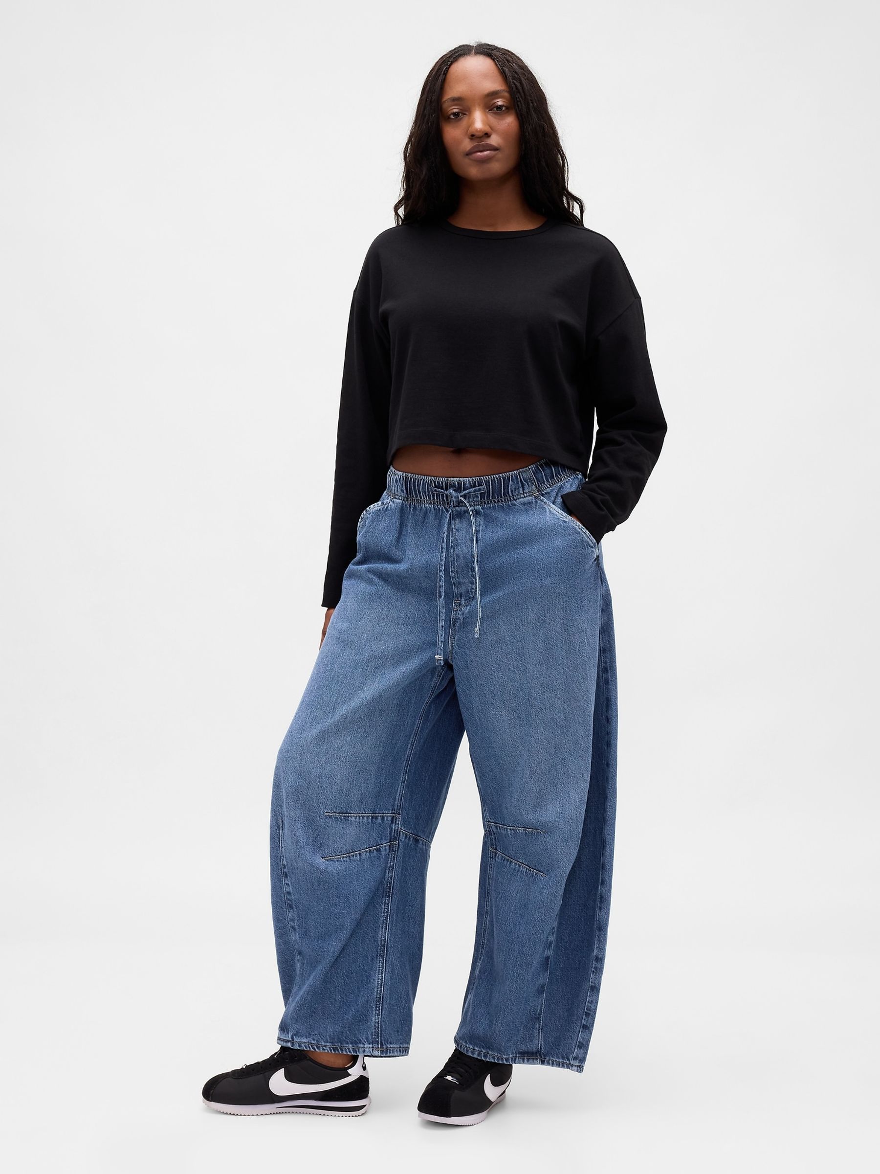 Buy Gap Blue Mid Rise Barrel Horseshoe Jeans from the Next UK