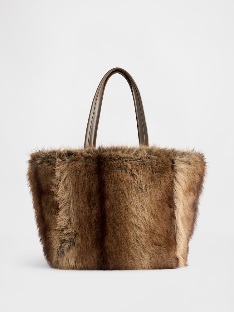 Gap Nude Faux Fur Tote Bag - Image 3 of 3 Gap Nude Faux Fur Tote Bag - Image 3 of 3