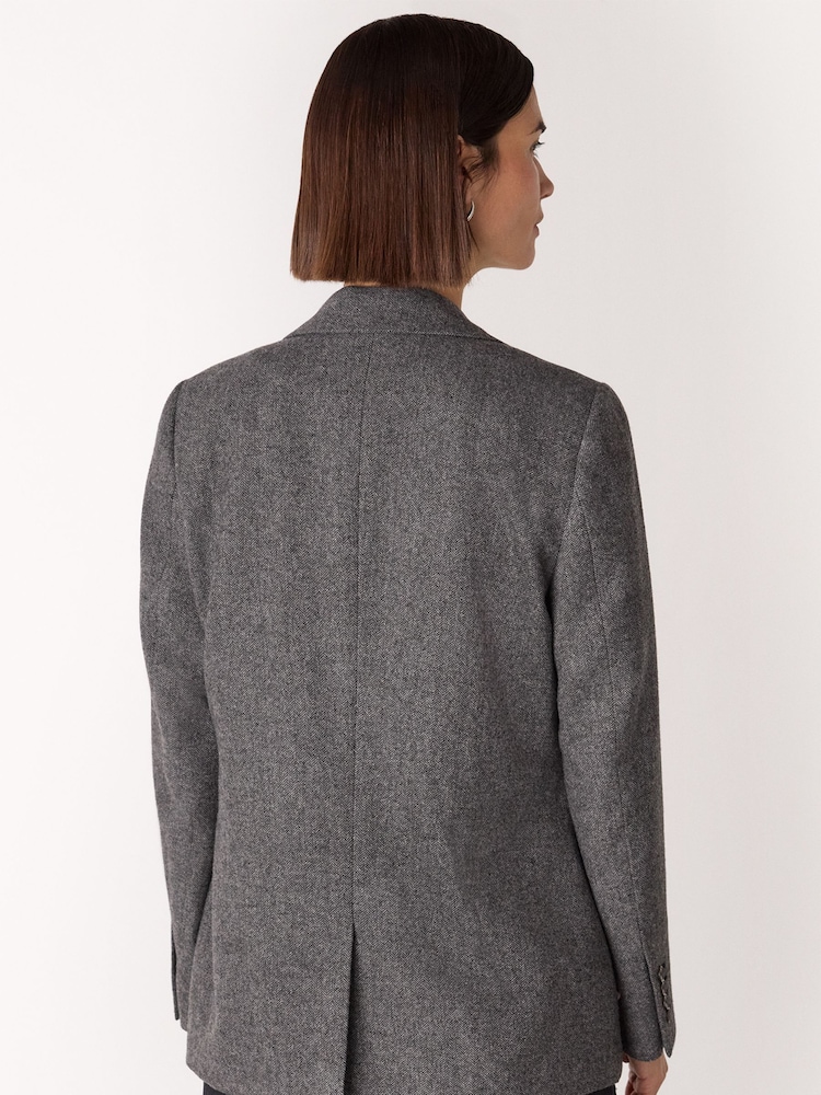Whistles Grey Herringbone Wool Blend Blazer - Image 2 of 6