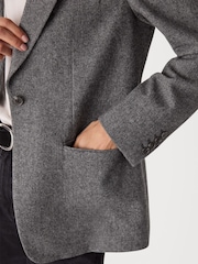 Whistles Grey Herringbone Wool Blend Blazer - Image 5 of 6