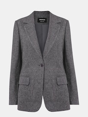 Whistles Grey Herringbone Wool Blend Blazer - Image 6 of 6