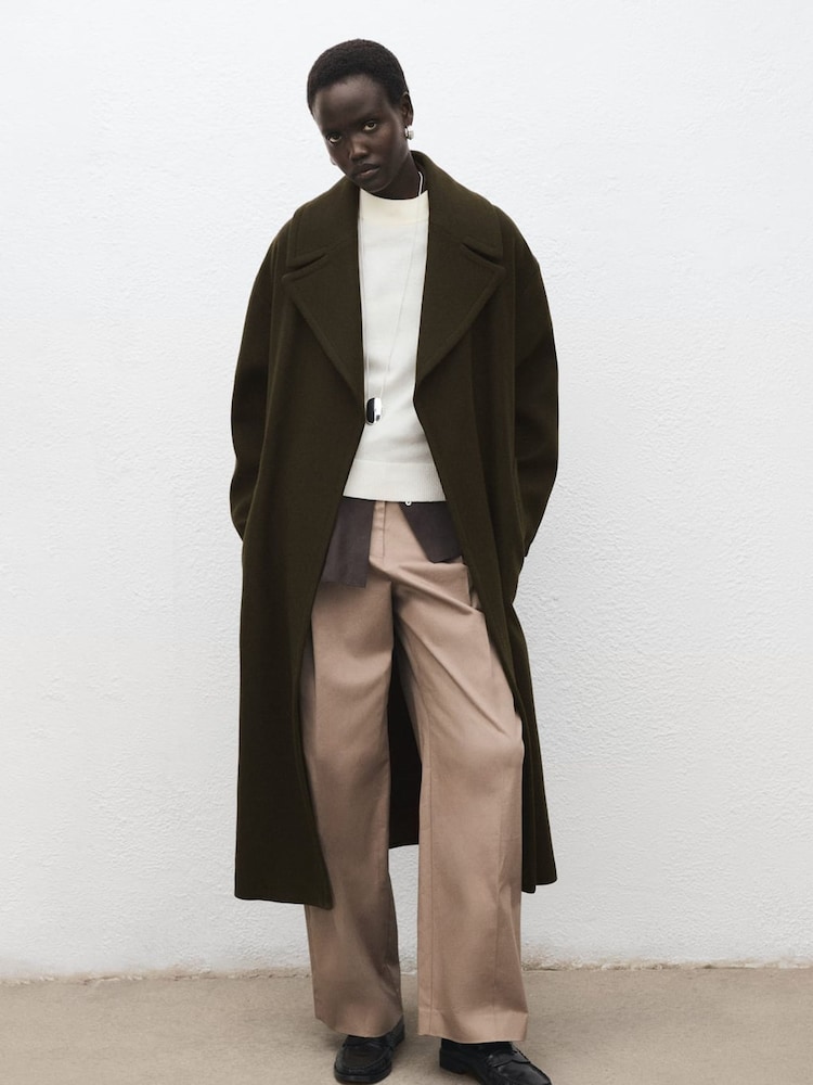 Mango Green Virgin Wool Coat With Belt - Image 1 of 7