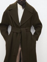 Mango Green Virgin Wool Coat With Belt - Image 5 of 7