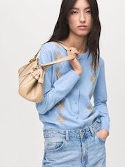 Mango Blue Knitted Cardigan With Diamonds - Image 3 of 6