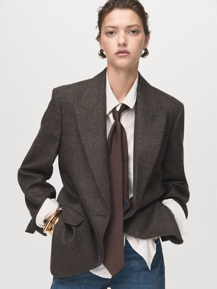 Mango Brown Wool Suit Jacket - Image 1 of 7 Mango Brown Wool Suit Jacket - Image 1 of 7