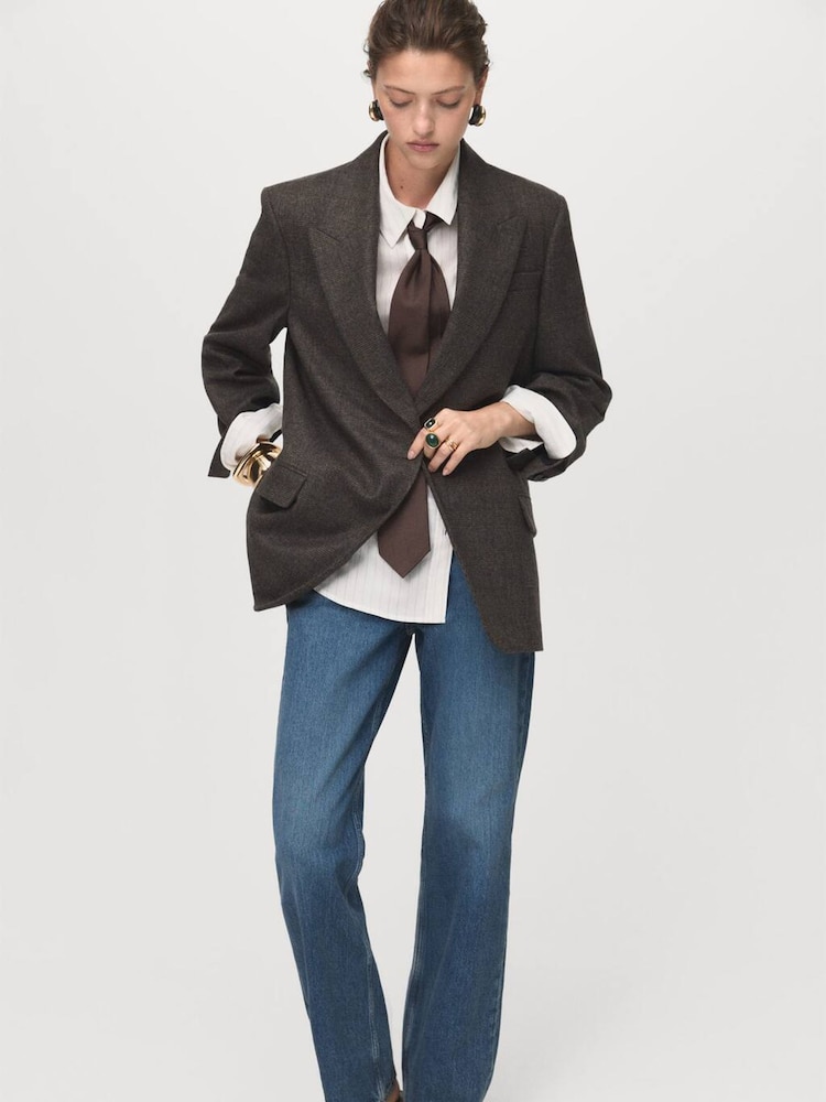 Mango Brown Wool Suit Jacket - Image 2 of 7 Mango Brown Wool Suit Jacket - Image 2 of 7