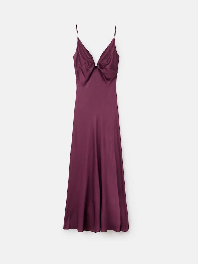 mango v neck satin dress MANGO - Satin Dress with gathered V-neckline Orange