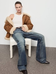 Mango Brown Shearling and Faux Suede Jacket - Image 3 of 7