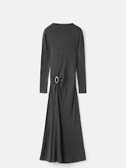 Mango Black Ring Detail Ruched Long Sleeve Maxi Dress - Image 6 of 6