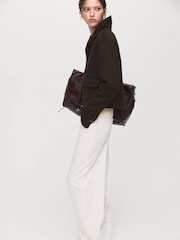 Mango Brown Wool Jacket With Buttons - Image 4 of 7