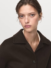Mango Brown Wool Jacket With Buttons - Image 5 of 7