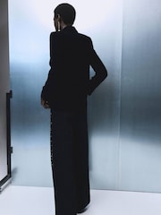 Mango Black Double Breasted Velvet Jacket - Image 3 of 6